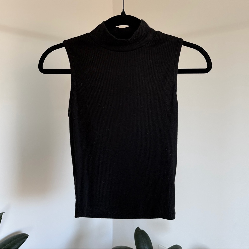 Black Sleeveless Mock Neck Top